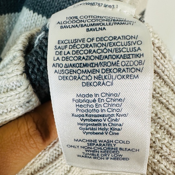 Striped Bottom Knit Pullover Sweater By Chaps Size L - Picture 11 of 11